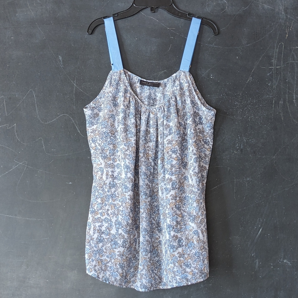 Lane Bryant Sz 18 Ribbon Tank Top Floral Semi Sheer